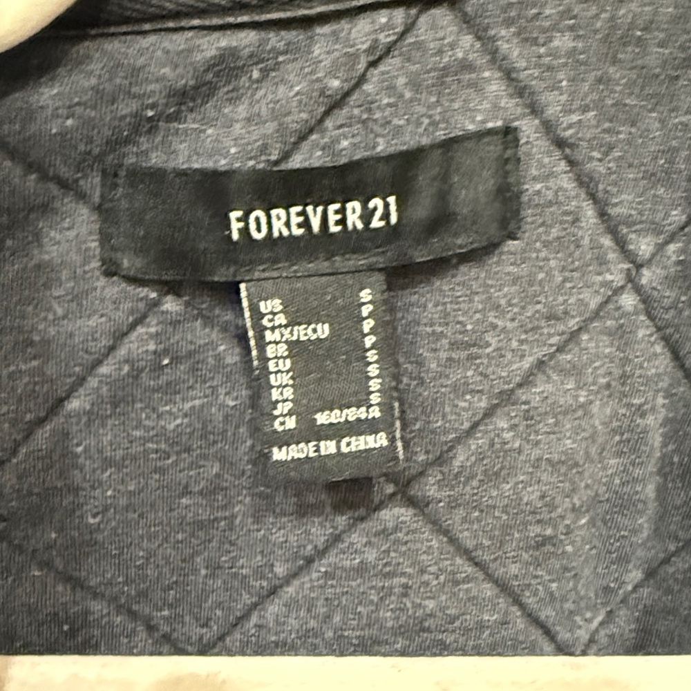 Forever 21 Womens Charcoal Quilted Jacket Size S - Picture 3 of 7